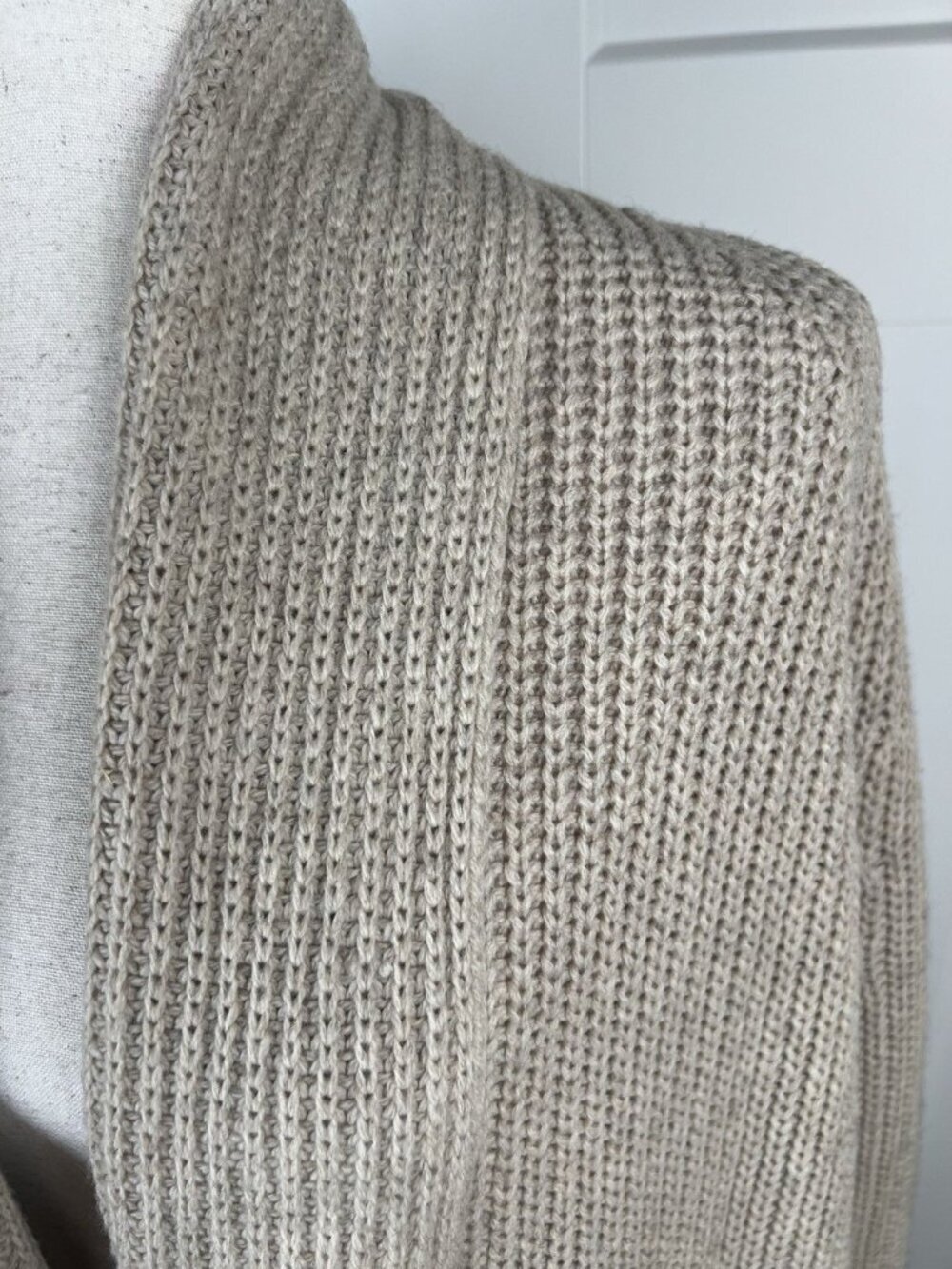 Vince Light Beige Open-Front Ribbed Cardigan - Picture 2 of 12
